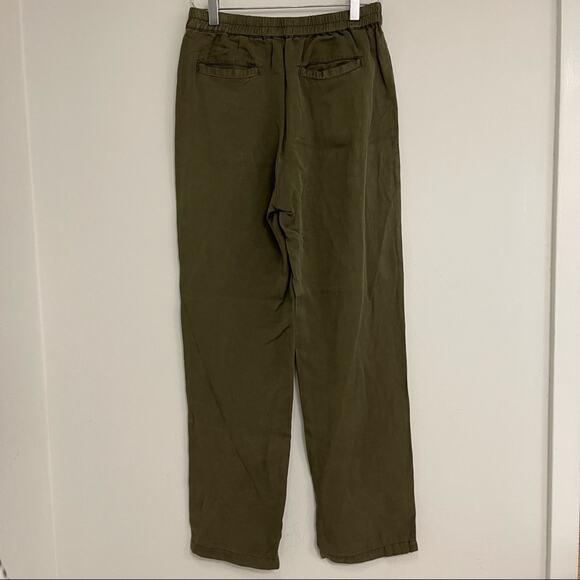 NWOT KAREN KANE Pants Army Green Stretch Waist Band Zipper Tencel Size Small - Picture 3 of 10